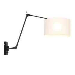 Væglampe PRESTIGE CHIC cylindrisk, med afbryder, med skærm, med leddelt arm, med stik E27 IP20, sort mat dæmpbar