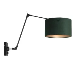 Væglampe PRESTIGE CHIC cylindrisk, med afbryder, med skærm, med leddelt arm, med stik E27 IP20, sort mat dæmpbar