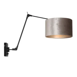 Væglampe PRESTIGE CHIC cylindrisk, med afbryder, med skærm, med leddelt arm, med stik E27 IP20, sort mat dæmpbar