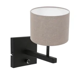 wall luminaire STANG up, cylindrical, with shade E27 IP20, black matt dimmable