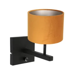 wall luminaire STANG up, cylindrical, with shade E27 IP20, black matt dimmable