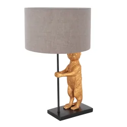 table lamp ANIMAUX - SURICATE up, with switch, with shade, with plug E27 IP20, black matt 