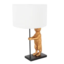 table lamp ANIMAUX - SURICATE up, with switch, with shade, with plug E27 IP20, black matt 