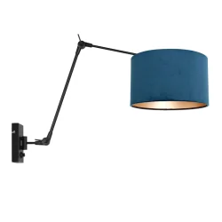 Væglampe PRESTIGE CHIC cylindrisk, med afbryder, med skærm, med leddelt arm, med stik E27 IP20, sort mat dæmpbar