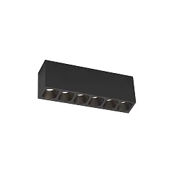 surface downlight PIRRO PETIT 6.0 6 flames, square, rigid, UGR < 13 IP20, black matt dimmable