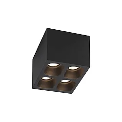 Downlight PIRRO 4.1 4-flammer, firkantet IP20, guld, sort dæmpbar