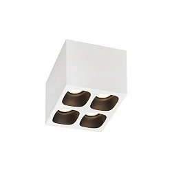Downlight PIRRO 4.1 4-flammer, firkantet IP20, sort, hvid dæmpbar