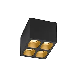 Downlight PIRRO 4.1 4-flammer, firkantet IP20, guld, sort dæmpbar