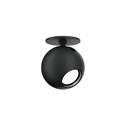 ceiling luminaire LECA 1.0 - 350MA cardanic swivelling, ball shaped, semi flush IP20, black matt dimmable