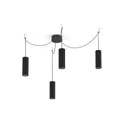 Pendel RAY 2.0 - PAR16 cylindrisk, kort, med åbent kabel GU10 IP20, mat, kulsort dæmpbar
