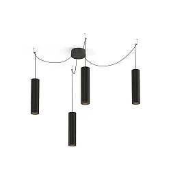 Pendel RAY 3.0 - PAR16 cylindrisk, lang, med åbent kabel GU10 IP20, mat, kulsort dæmpbar