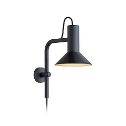 Wall luminaire ROOMOR 3.0 PAR16, 58cm, GU10, with connector cable, deep black, with shade 1.0