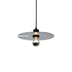 Pendant luminaire MIRRO 1.0, length 600cm / mirror Ø 30cm, E27 (excl.), black chrome