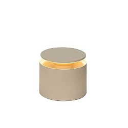 battery table lamp PUSH-UP TAVOLO PRO cylindrical, adjustable, with diffuser IP54, sand coloured, lacquered dimmable