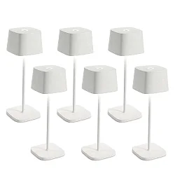 Batteri bordlampe OFELIA TAVOLO PRO sæt med 6 IP65, hvid, lakeret dæmpbar