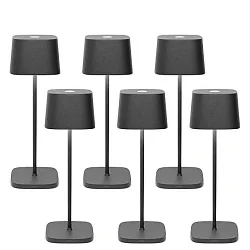 Batteri bordlampe OFELIA TAVOLO PRO sæt med 6 IP65, mørkegrå, lakeret dæmpbar
