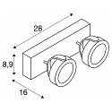 SLV KALU LED 2 V�g- og Loftlampe, 60�, hvid/sort