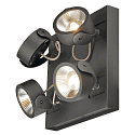 SLV KALU LED 4 V�g- og Loftlampe, firkantet, 60�, sort