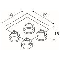 SLV KALU LED 4 V�g- og Loftlampe, firkantet, 60�, hvid/sort