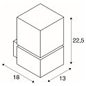 SLV SQUARE WALL, E27, Udend�rs V�glampe, alu b�rstet, max. 20W, IP44