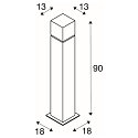 SLV SQUARE POLE 90, E27, Outdoor Floor lamp, stainless steel 304, max. 20W, IP44