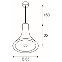 SLV Premium LED Pendel BATO 35 PD, � 35cm, 21W 2500K 1300lm 100�, TRIAC d�mpbar, sort