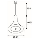 SLV Premium LED Pendel BATO 45 PD, � 45cm, 30W 2500K 1900lm 100�, TRIAC d�mpbar, b�rstet messing