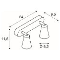 SLV V�g- og Loftlampe AVO DOUBLE, 2-flamme, sort, GU10 QPAR51, max. 2x 50W