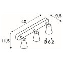 SLV V�g- og Loftlampe AVO TRIPLE, 3-flamme, s�lvgr�, 3x GU10 QPAR51 max. 50W