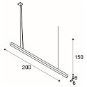 Premium LED Pendel Q-LINE PD, 200cm, til BAP, 85W, TRIAC d�mpbar, hvid, 3000K 4200lm