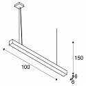 SLV Premium LED Pendant luminaire Q-LINE PD, 100cm, for BAP, 45W, TRIAC dimmable, black, 4000K 2300lm