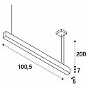 SLV LED Pendel GLENOS, 100cm, UGR, 52W 4000K, matt sort