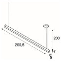 SLV LED Pendel GLENOS, 200cm, UGR, 103W 4000K, matt sort