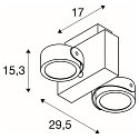 SLV Premium LED V�g- og Loftlampe TEC KALU CL, Double, TRIAC d�mpbar, 31W 1900lm, 24� 3000K, hvid / sort