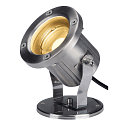 SLV Outdoor LED floor luminaire NAUTILUS SPIKE, IP55 IK03, 9W 3000K 520lm 60�, swiveling, inox 316