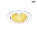 SLV LED Ceiling recessed spot NEW TRIA 68 round for 6.8cm, 7.2W 1800-3000K 440lm 38, swiveling, TRIAC dimmable, white