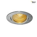 SLV LED Ceiling recessed spot NEW TRIA 68 round for 6.8cm, 7.2W 1800-3000K 440lm 38, swiveling, TRIAC dimmable, brushed alu