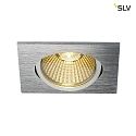 SLV LED Ceiling recessed spot NEW TRIA 68 square for 6.8cm, 7.2W 1800-3000K 440lm 38, swiveling, TRIAC dimmable, brushed alu
