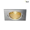 SLV LED Ceiling recessed spot NEW TRIA 68 square for 6.8cm, 7.2W 1800-3000K 440lm 38, swiveling, TRIAC dimmable, brushed alu