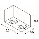 SLV LED Loftlampe TRILEDO Double, 16W 3000K 1340lm 38�, 30� enkeltvis svinge, sort
