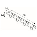 SLV V�g- og Loftlampe PURI CW, Quad, 4x GU10 QPAR51, med dekorative ringe, hvid