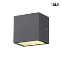 SLV LED Outdoor Wall luminaire SITRA CUBE WL, UP/DOWN, IP44 IK05, 10W 3000K, 2x 560lm 90, anthracite