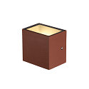 SLV LED Udend�rs V�glampe SITRA CUBE WL, UP/DOWN, IP44 IK05, 10W 3000K 2x560lm 105�, rust-farvet