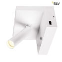 SLV Premium LED Wall luminaire KARPO BEDSIDE, 6.6W 3000K 390lm 36, dimmable, with 2 USB ports, white