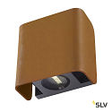 SLV LED Outdoor Wall luminaire MANA OUT, 12W, 60, 3000K, 325lm, IP65, dimmable, rust-colored/anthracite