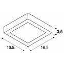 SLV LED Wall / Ceiling luminaire SENSER 18 CW, square, 880lm, IP20, white, 12W, 3000K