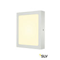 SLV LED Wall / Ceiling luminaire SENSER 24 CW, square, 15W, 1200lm, IP20, white, 3000K