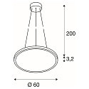 SLV LED Pendel PANEL 60 DALI LED, rund, 42W, 110�, 4000K, 3350lm, hvid