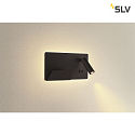 SLV LED Wall luminaire SOMNILA SPOT Indoor, 13W, 3000K, Spot 65lm,  incl. USB port, Spot left, black, back light 370lm