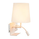 LED Wall luminaire SOMNILA FLEX Indoor, E27, mit LED Spot 65lm, 3000K, white, incl. USB port, Spot left